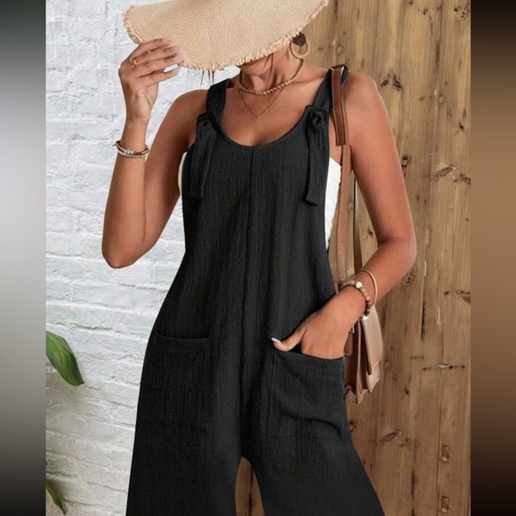 Boho burgundy cami jumpsuit with pockets - Picture 15 of 15